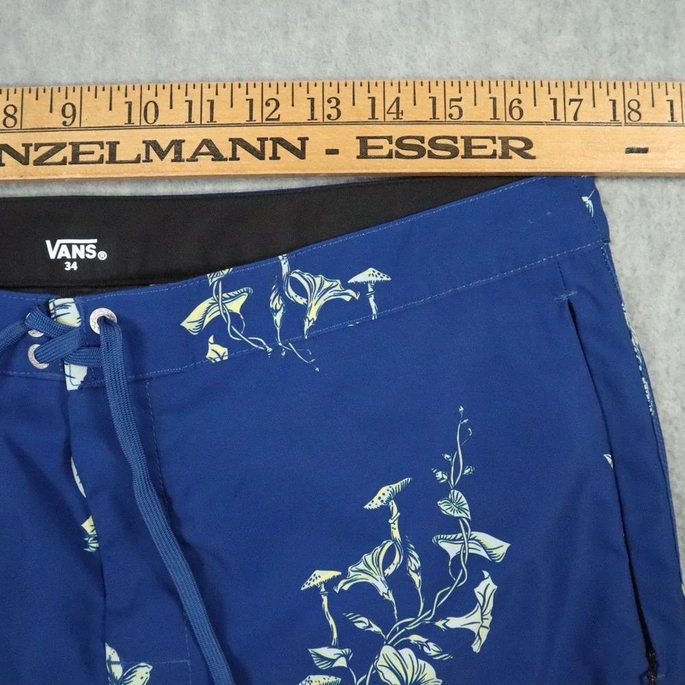 Vans Board Shorts Mens 34 Blue Floral Hummingbird‎ Swim Trunks Surf Beach Summer
